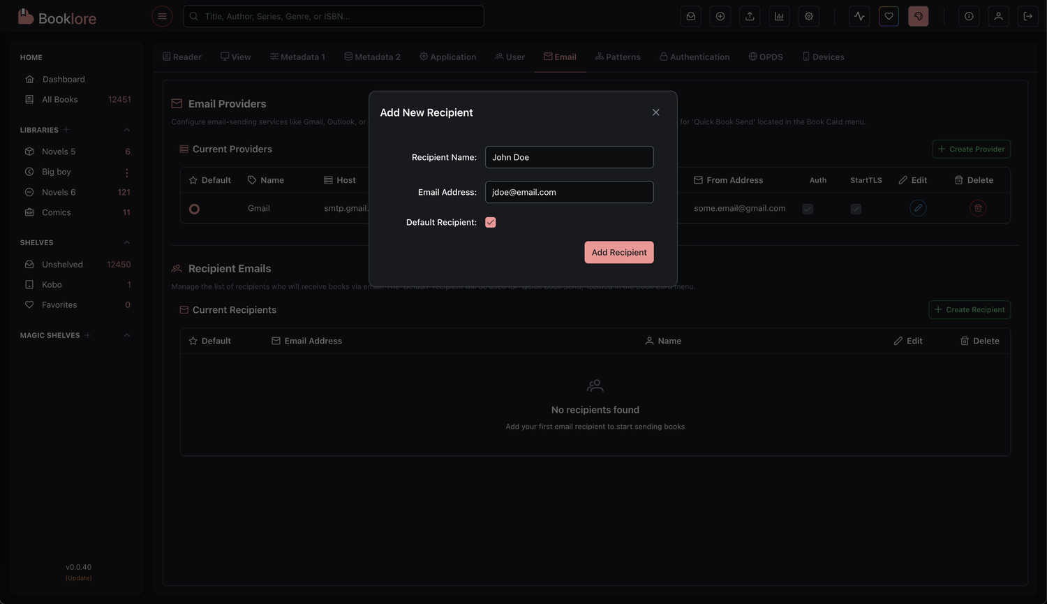 Add Recipient