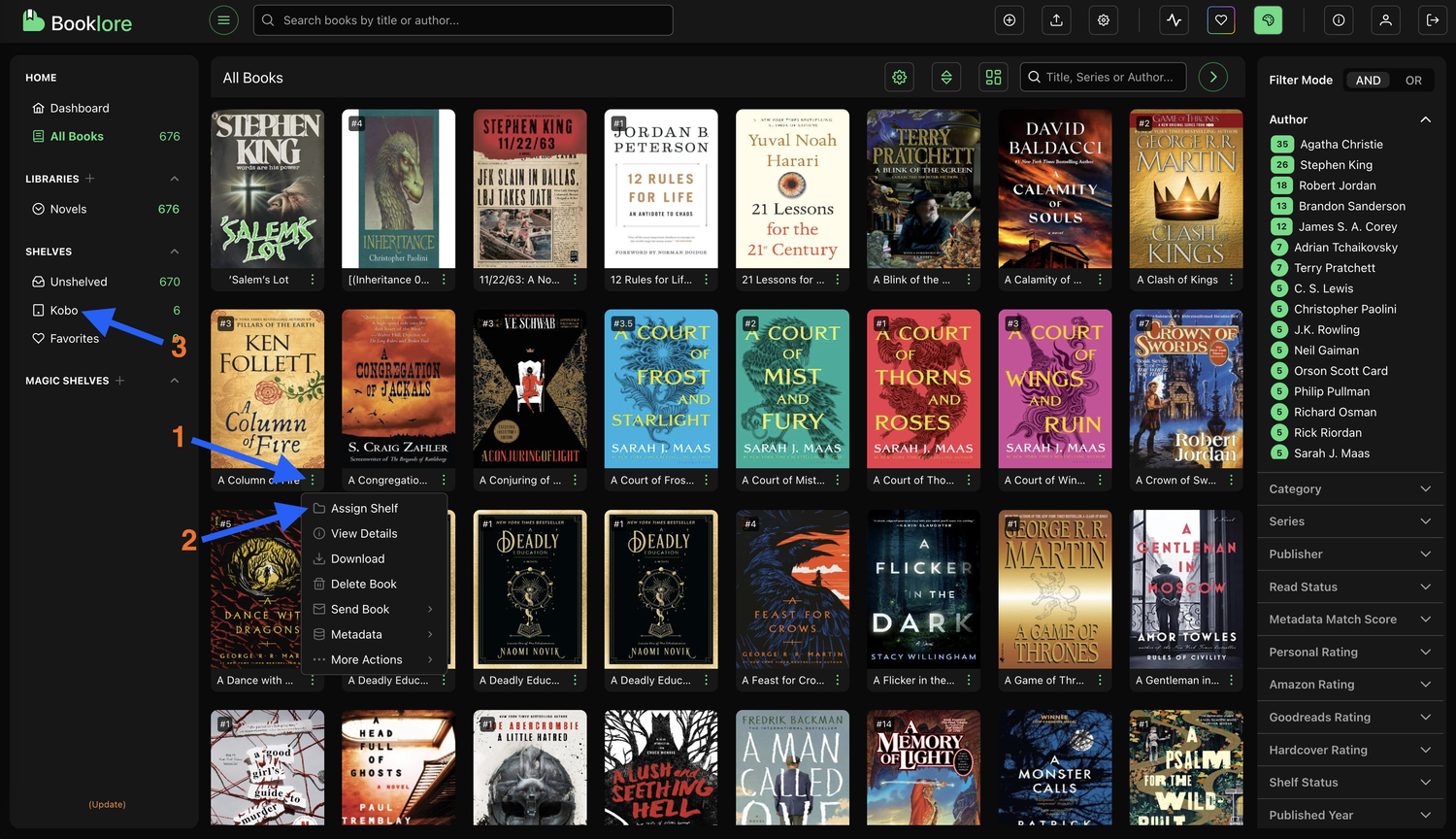 Move book to Kobo shelf